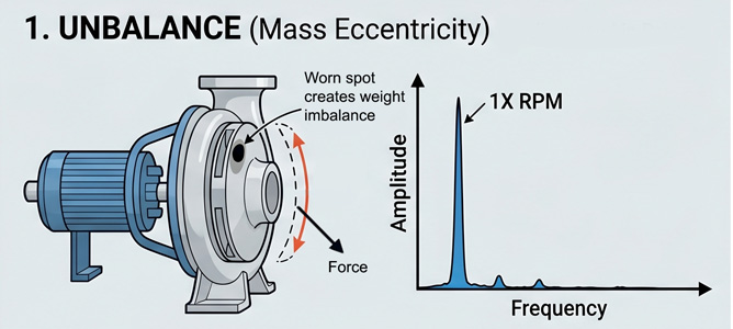 Diagram of pump impeller mass imbalance