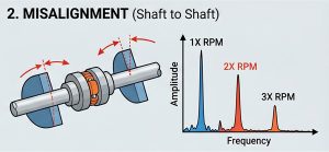 Diagram of vibration from shaft misalignment